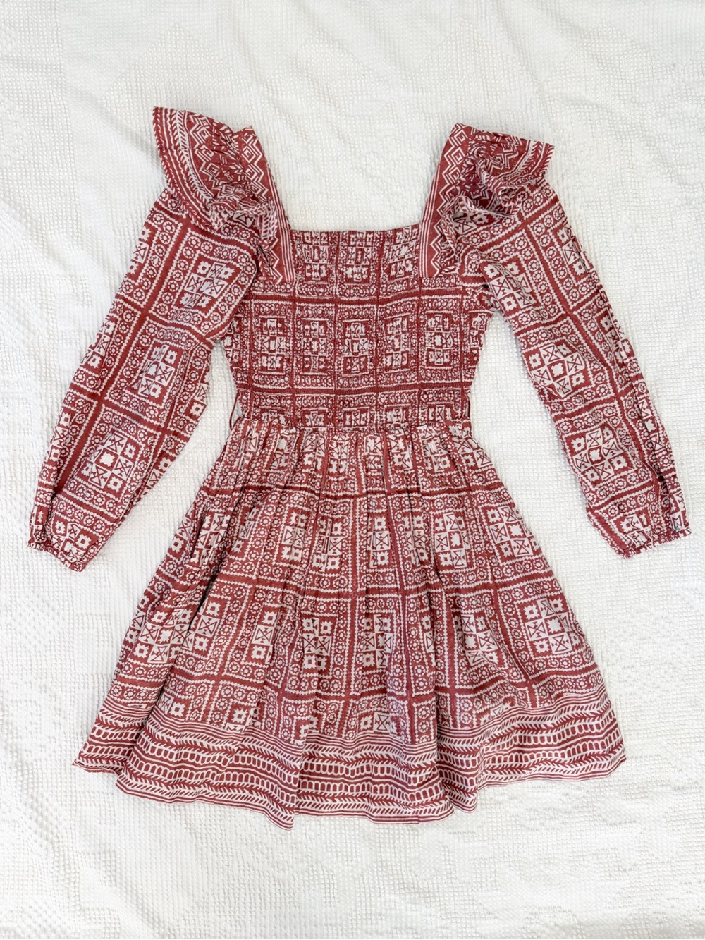 Cleobella Helen Mini Dress Smocked Tomar Print Size XS